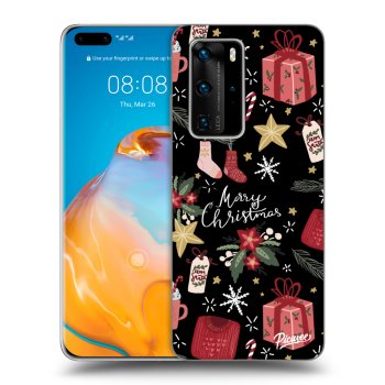 Picasee silikonowe czarne etui na Huawei P40 Pro - Christmas
