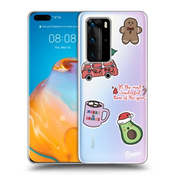 Picasee silikonowe przeźroczyste etui na Huawei P40 Pro - Christmas Stickers