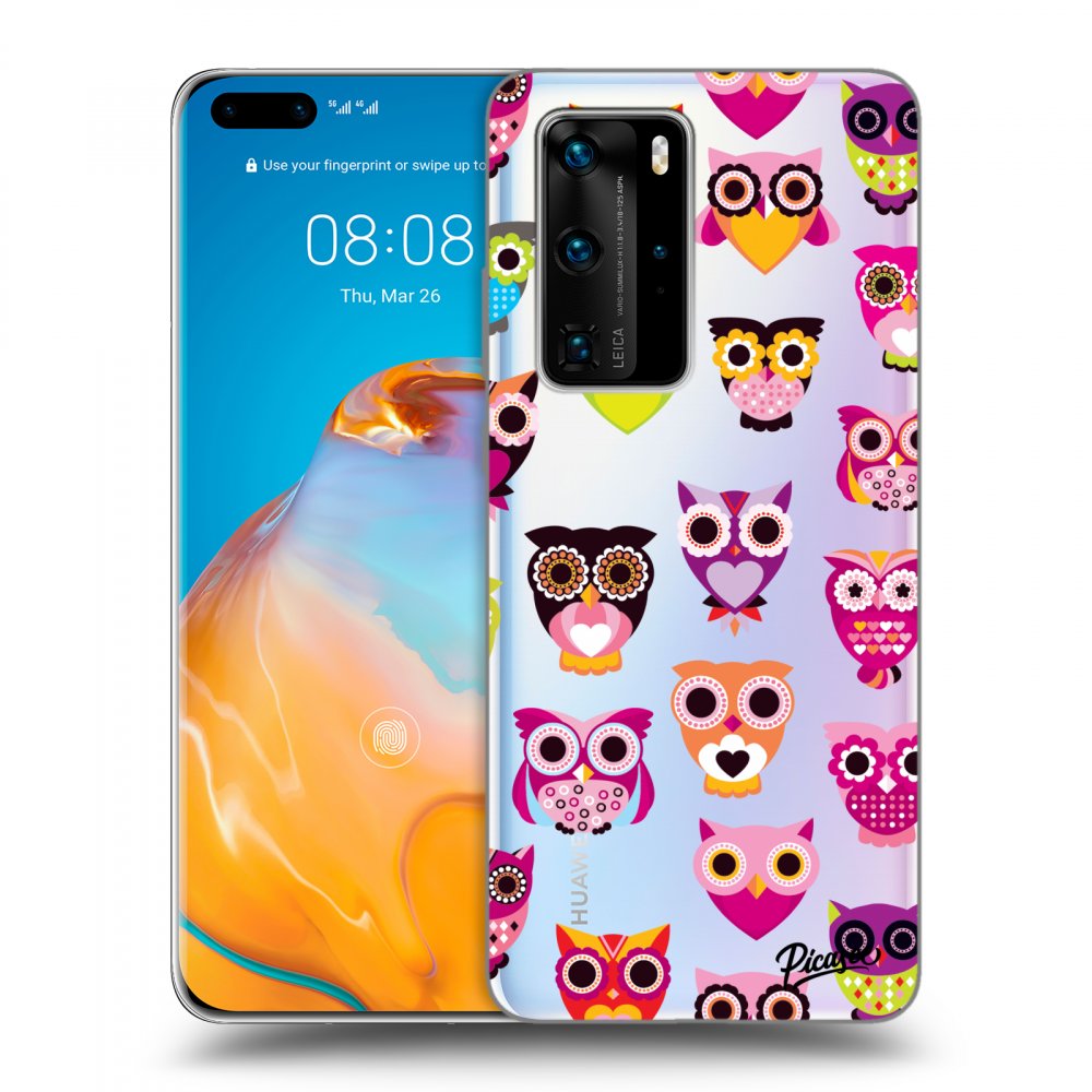 Picasee silikonowe przeźroczyste etui na Huawei P40 Pro - Owls