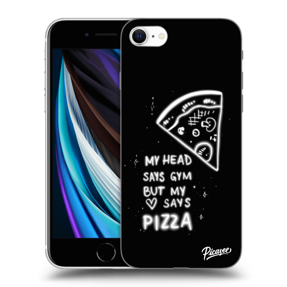 Picasee silikonowe czarne etui na Apple iPhone SE 2020 - Pizza