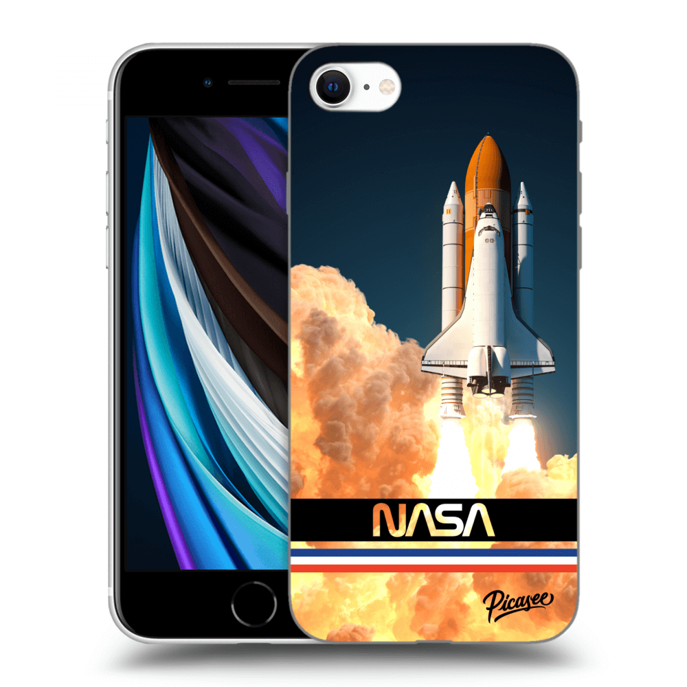 Picasee silikonowe przeźroczyste etui na Apple iPhone SE 2020 - Space Shuttle