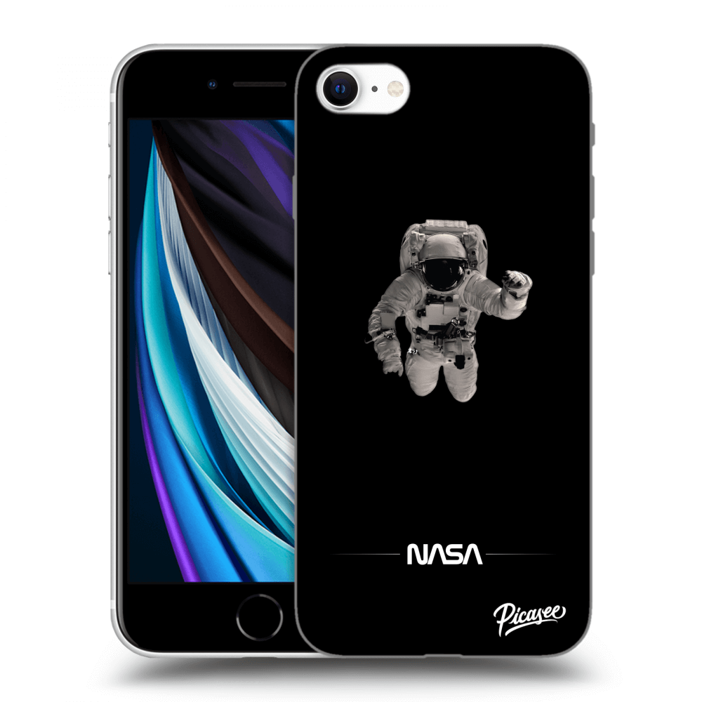 Picasee silikonowe czarne etui na Apple iPhone SE 2020 - Astronaut Minimal