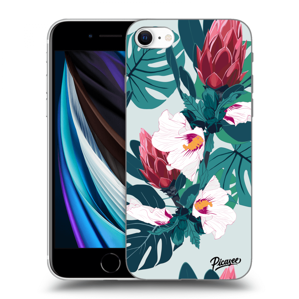 Picasee silikonowe przeźroczyste etui na Apple iPhone SE 2020 - Rhododendron