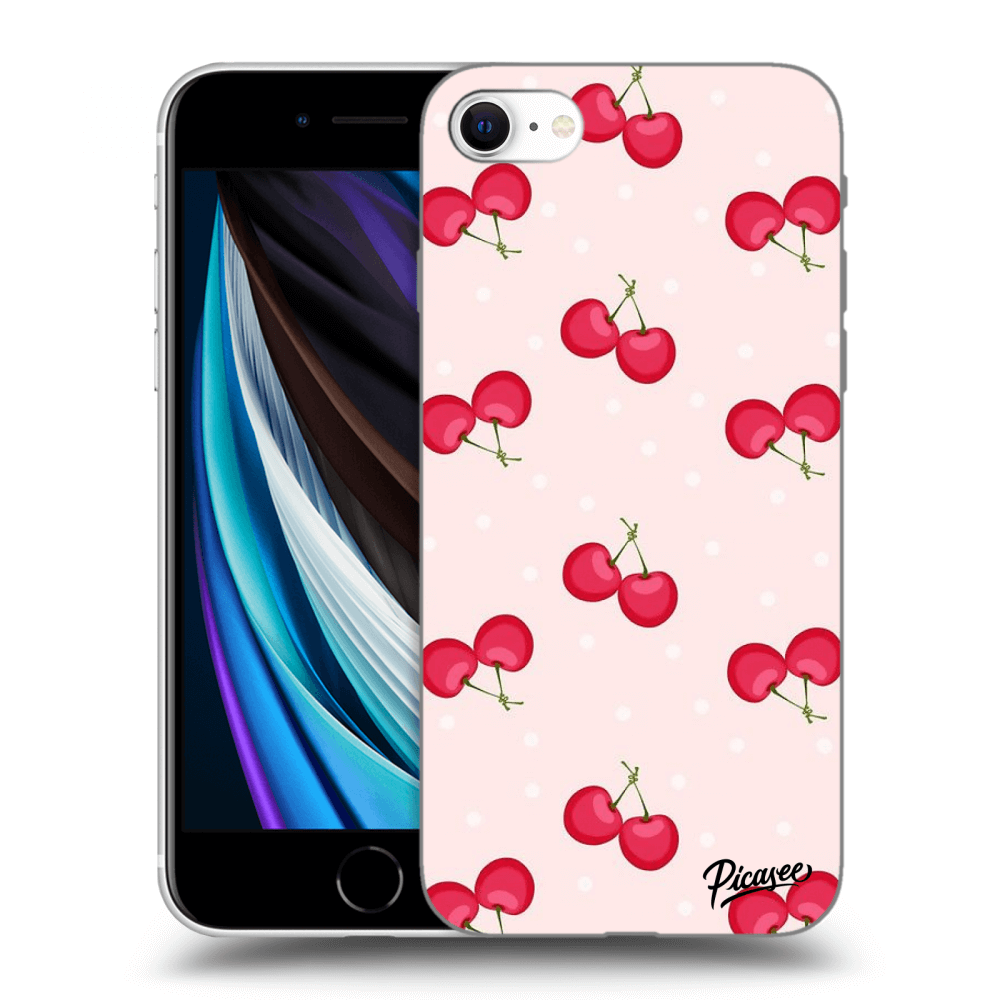 Picasee silikonowe przeźroczyste etui na Apple iPhone SE 2020 - Cherries