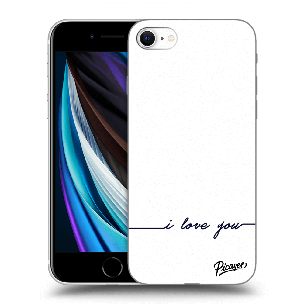 Picasee silikonowe czarne etui na Apple iPhone SE 2020 - I love you
