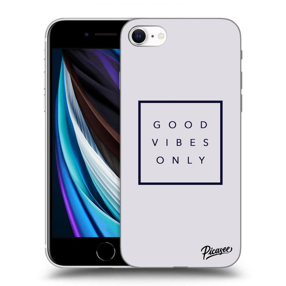 Picasee silikonowe przeźroczyste etui na Apple iPhone SE 2020 - Good vibes only