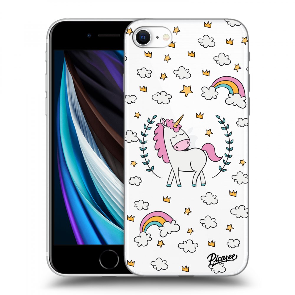 Picasee silikonowe przeźroczyste etui na Apple iPhone SE 2020 - Unicorn star heaven