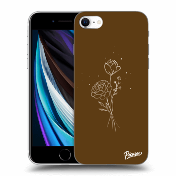 Picasee silikonowe czarne etui na Apple iPhone SE 2020 - Brown flowers