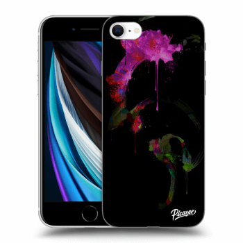 Picasee silikonowe przeźroczyste etui na Apple iPhone SE 2020 - Peony black