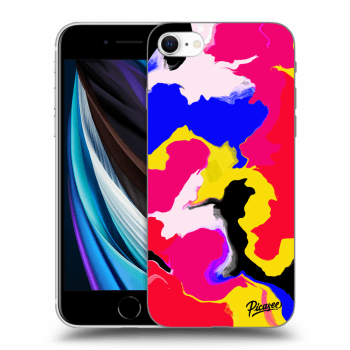 Picasee silikonowe czarne etui na Apple iPhone SE 2020 - Watercolor