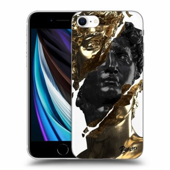 Picasee silikonowe przeźroczyste etui na Apple iPhone SE 2020 - Gold - Black