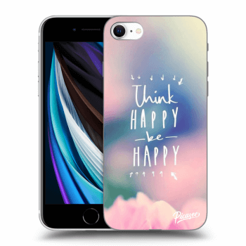 Picasee silikonowe przeźroczyste etui na Apple iPhone SE 2020 - Think happy be happy