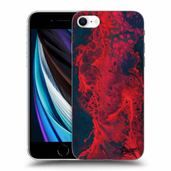 Picasee silikonowe przeźroczyste etui na Apple iPhone SE 2020 - Organic red
