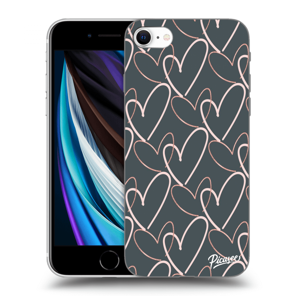 Picasee silikonowe czarne etui na Apple iPhone SE 2020 - Lots of love