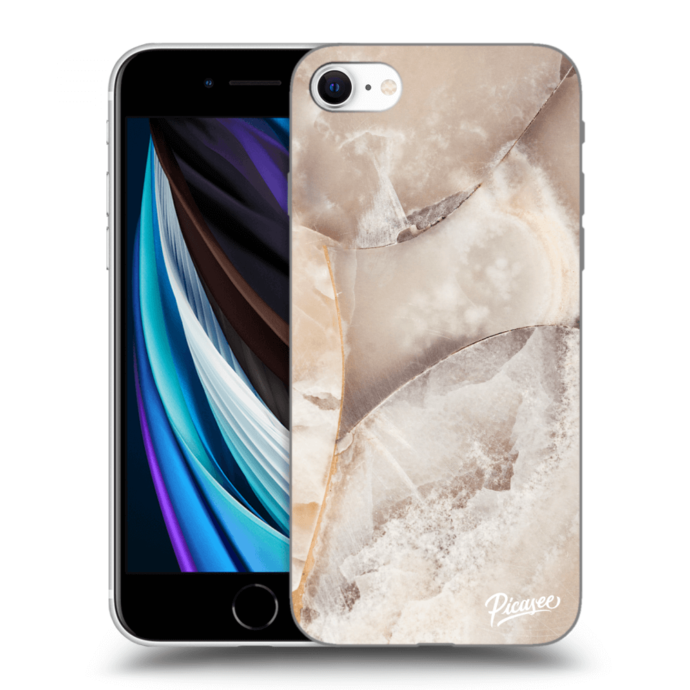 Picasee silikonowe przeźroczyste etui na Apple iPhone SE 2020 - Cream marble