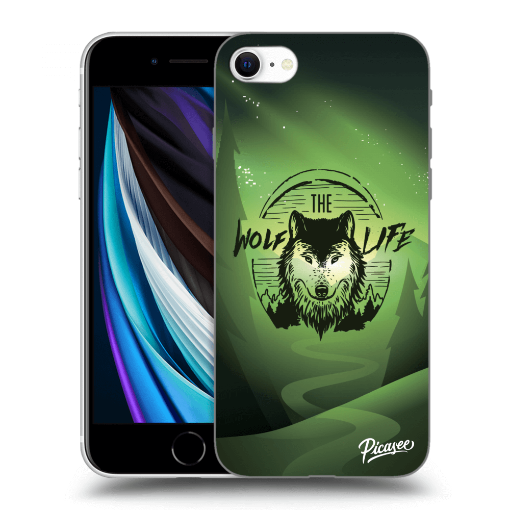 Picasee silikonowe czarne etui na Apple iPhone SE 2020 - Wolf life