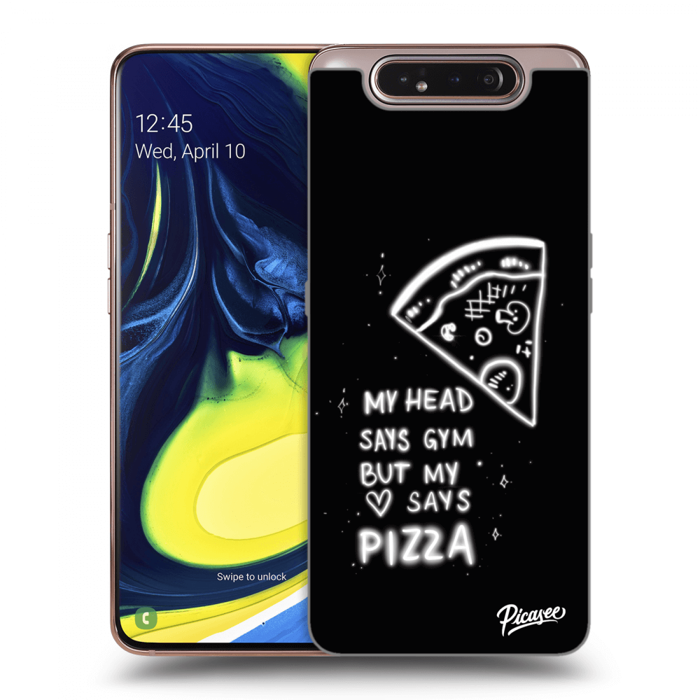 Picasee silikonowe czarne etui na Samsung Galaxy A80 A805F - Pizza