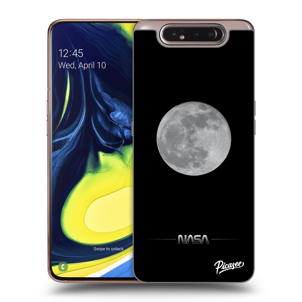 Picasee silikonowe czarne etui na Samsung Galaxy A80 A805F - Moon Minimal