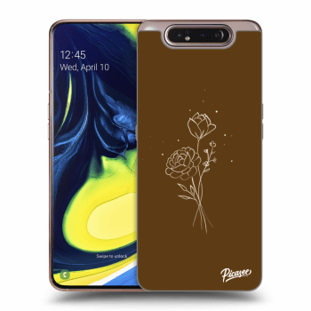 Picasee silikonowe przeźroczyste etui na Samsung Galaxy A80 A805F - Brown flowers