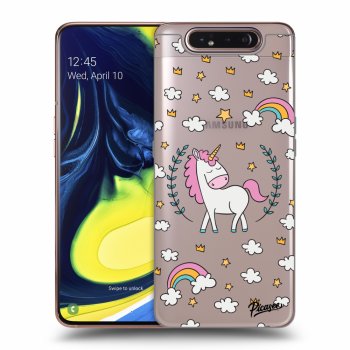 Picasee silikonowe przeźroczyste etui na Samsung Galaxy A80 A805F - Unicorn star heaven