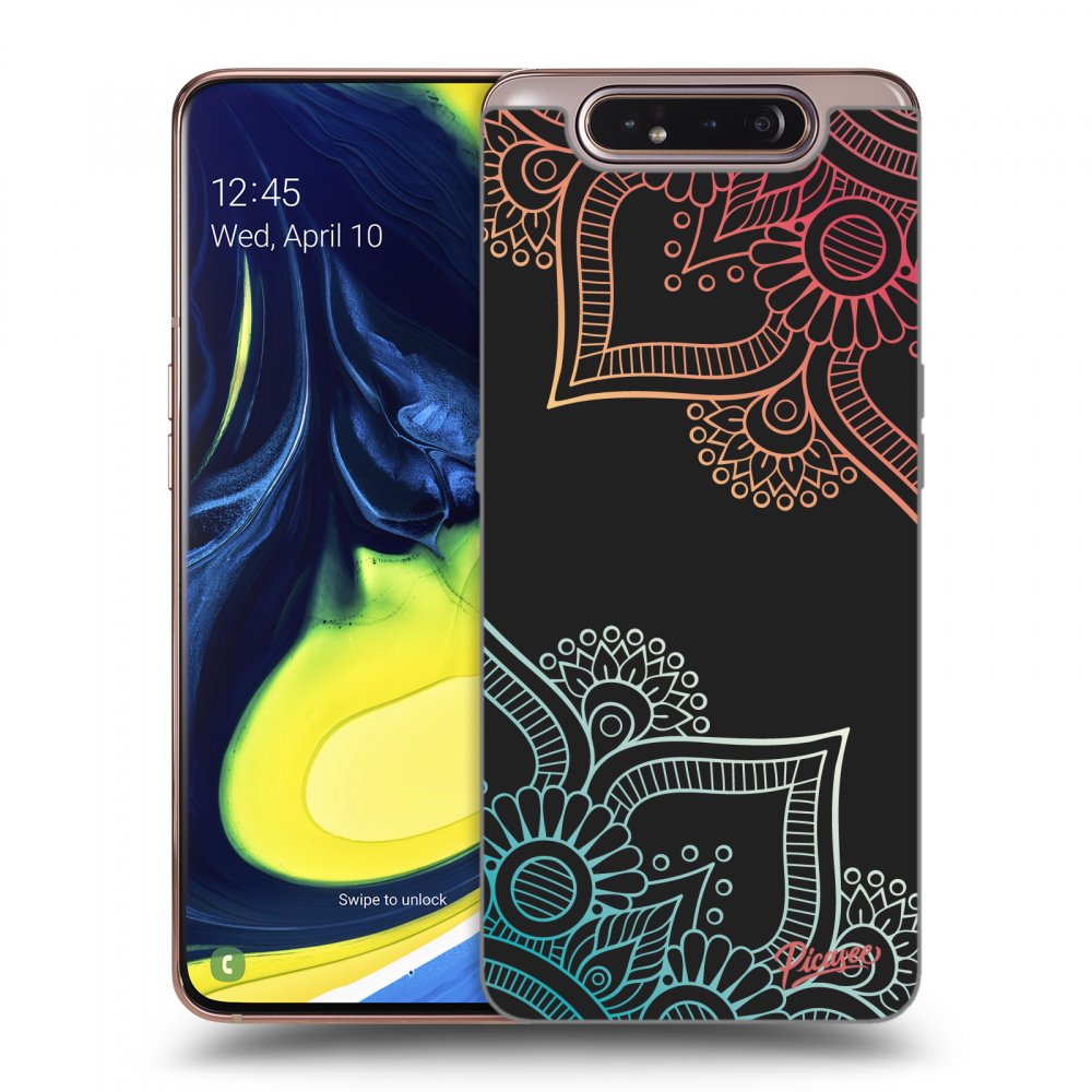 Picasee silikonowe czarne etui na Samsung Galaxy A80 A805F - Flowers pattern