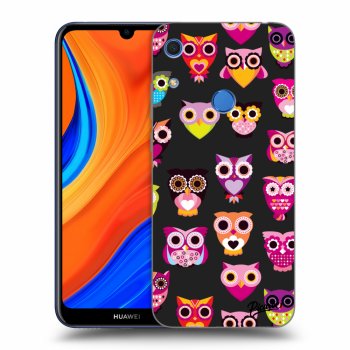 Picasee silikonowe czarne etui na Huawei Y6S - Owls
