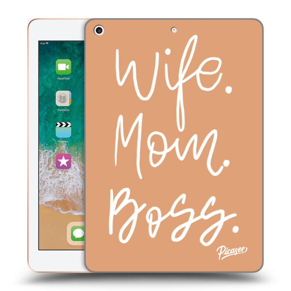 Picasee silikonowe czarne etui na Apple iPad 9.7" 2018 (6. gen) - Boss Mama