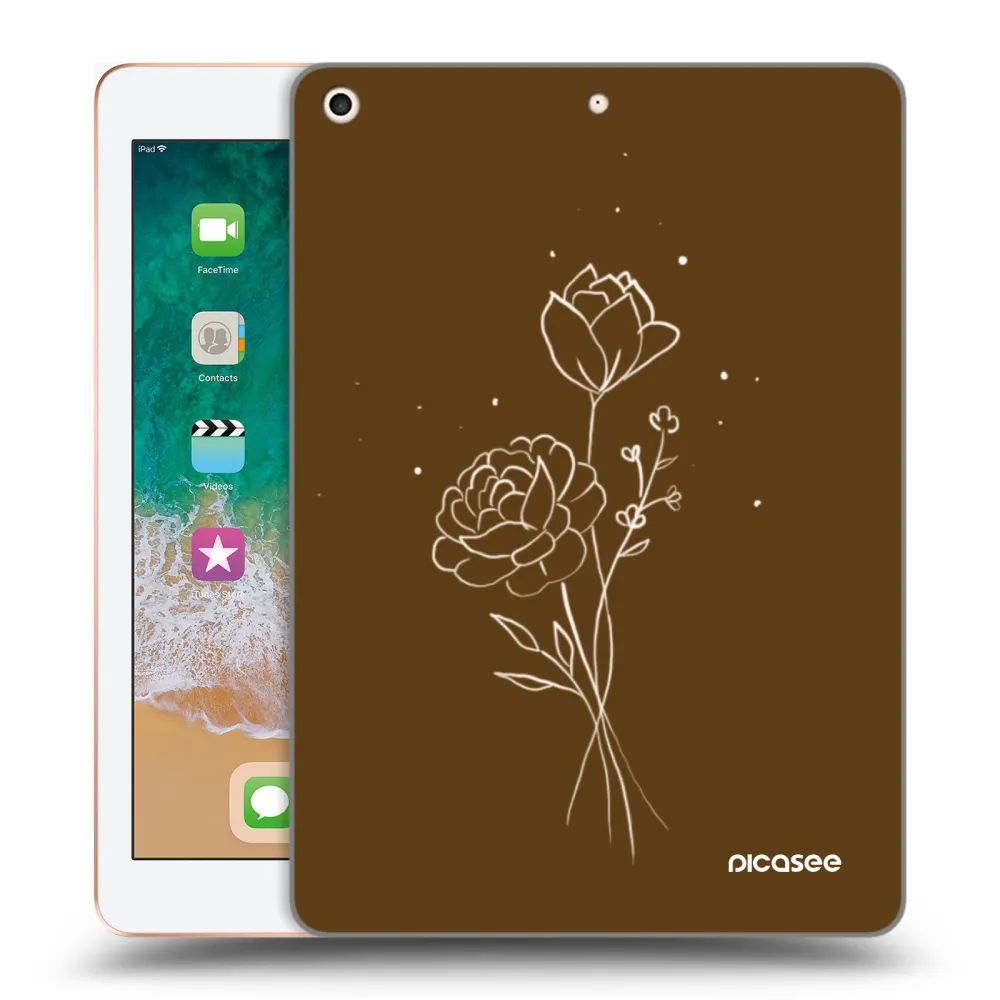 Picasee silikonowe przeźroczyste etui na Apple iPad 9.7" 2018 (6. gen) - Brown flowers