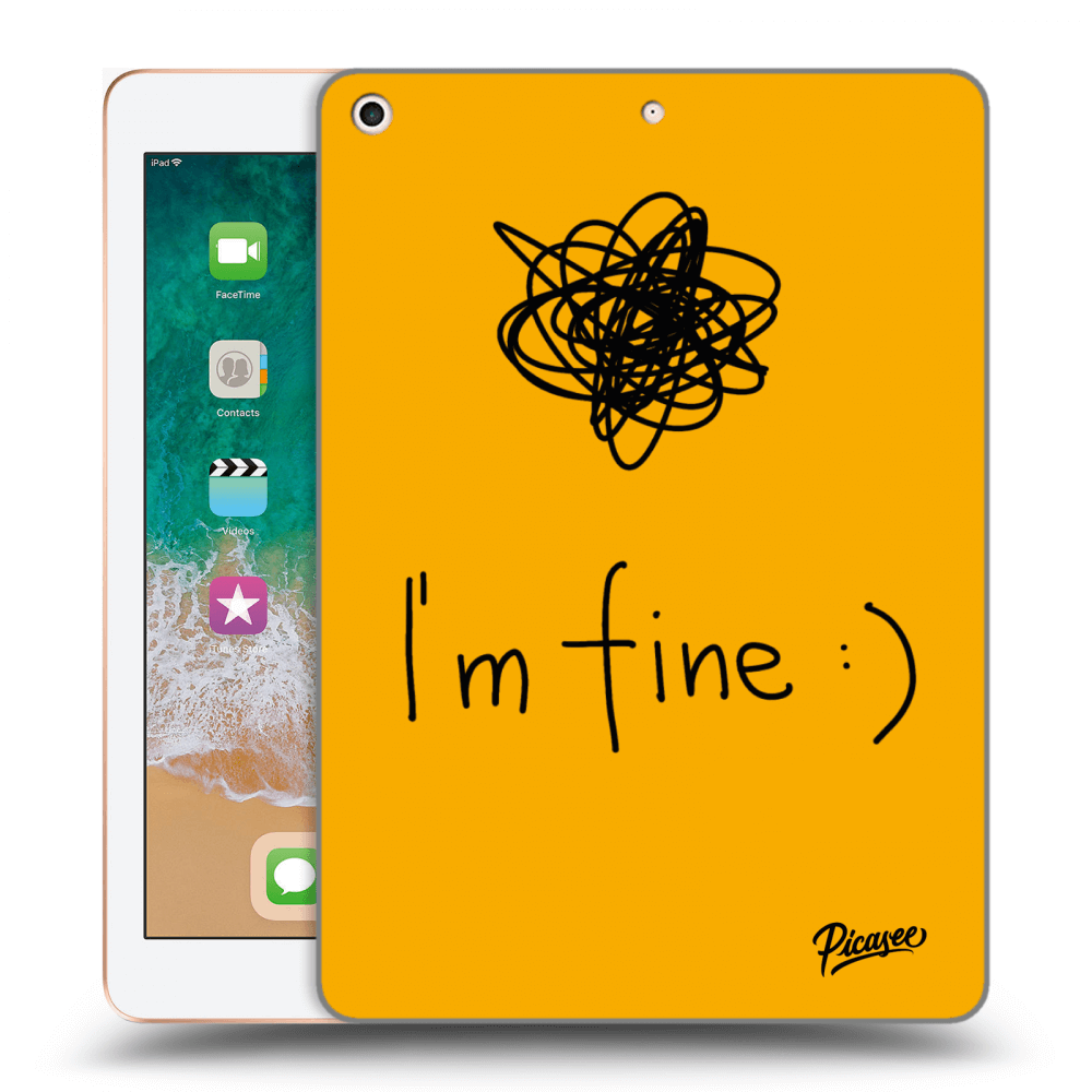 Picasee silikonowe czarne etui na Apple iPad 9.7" 2018 (6. gen) - I am fine