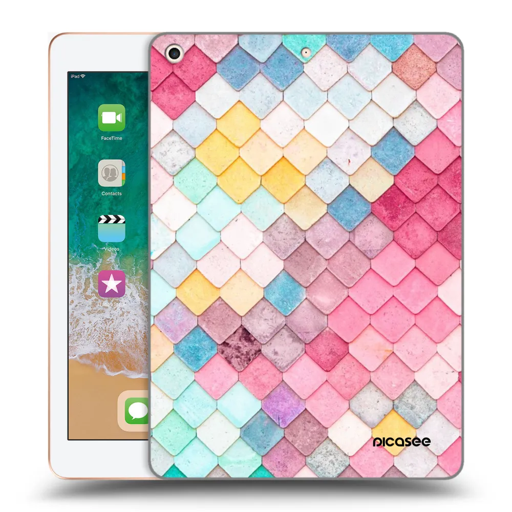 Picasee silikonowe przeźroczyste etui na Apple iPad 9.7" 2018 (6. gen) - Colorful roof