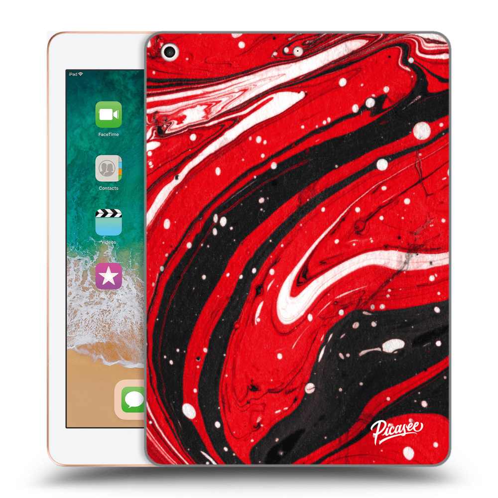 Picasee silikonowe przeźroczyste etui na Apple iPad 9.7" 2018 (6. gen) - Red black