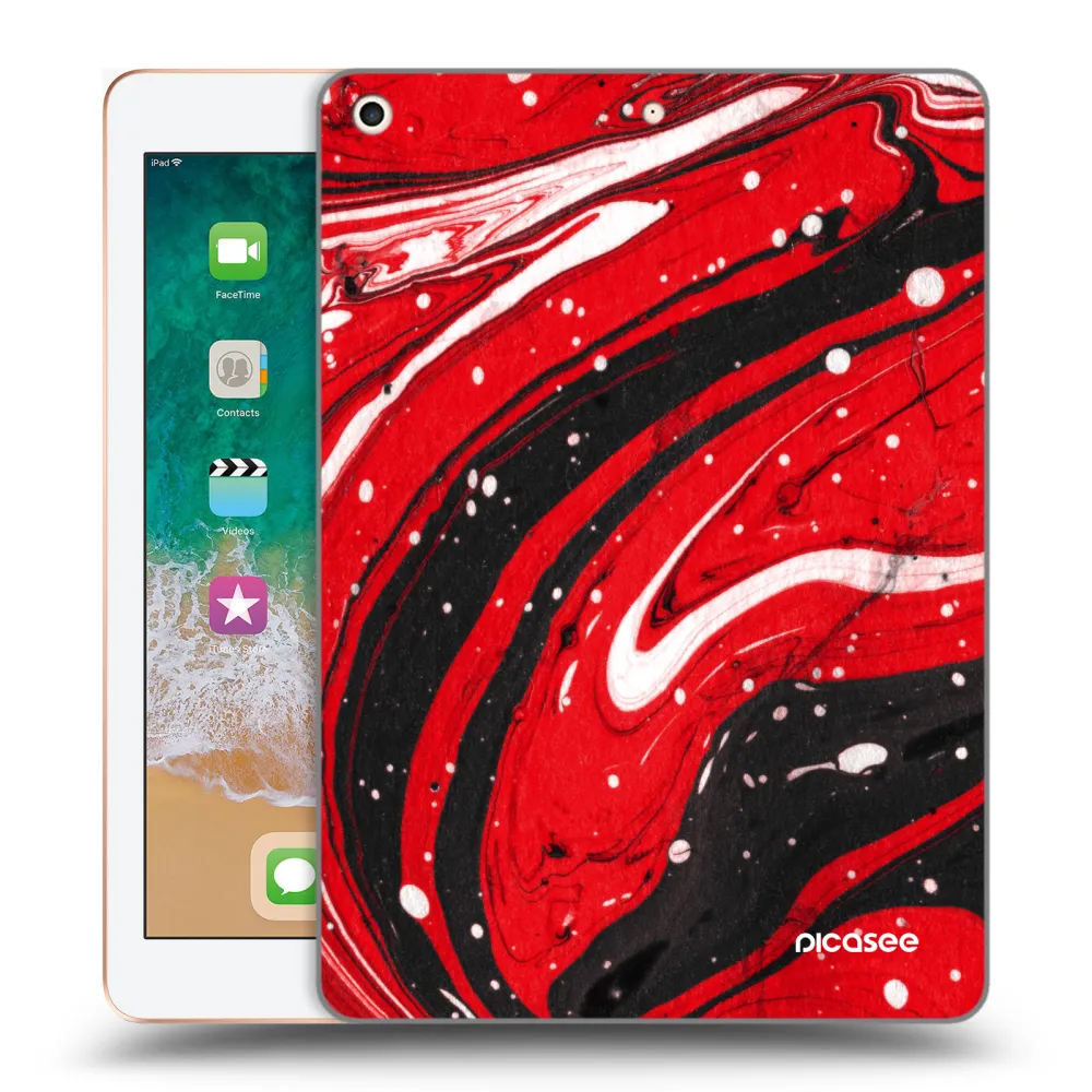 Picasee silikonowe przeźroczyste etui na Apple iPad 9.7" 2018 (6. gen) - Red black