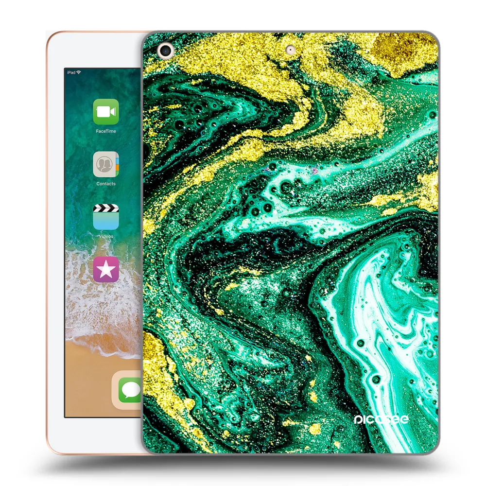 Picasee silikonowe przeźroczyste etui na Apple iPad 9.7" 2018 (6. gen) - Green Gold