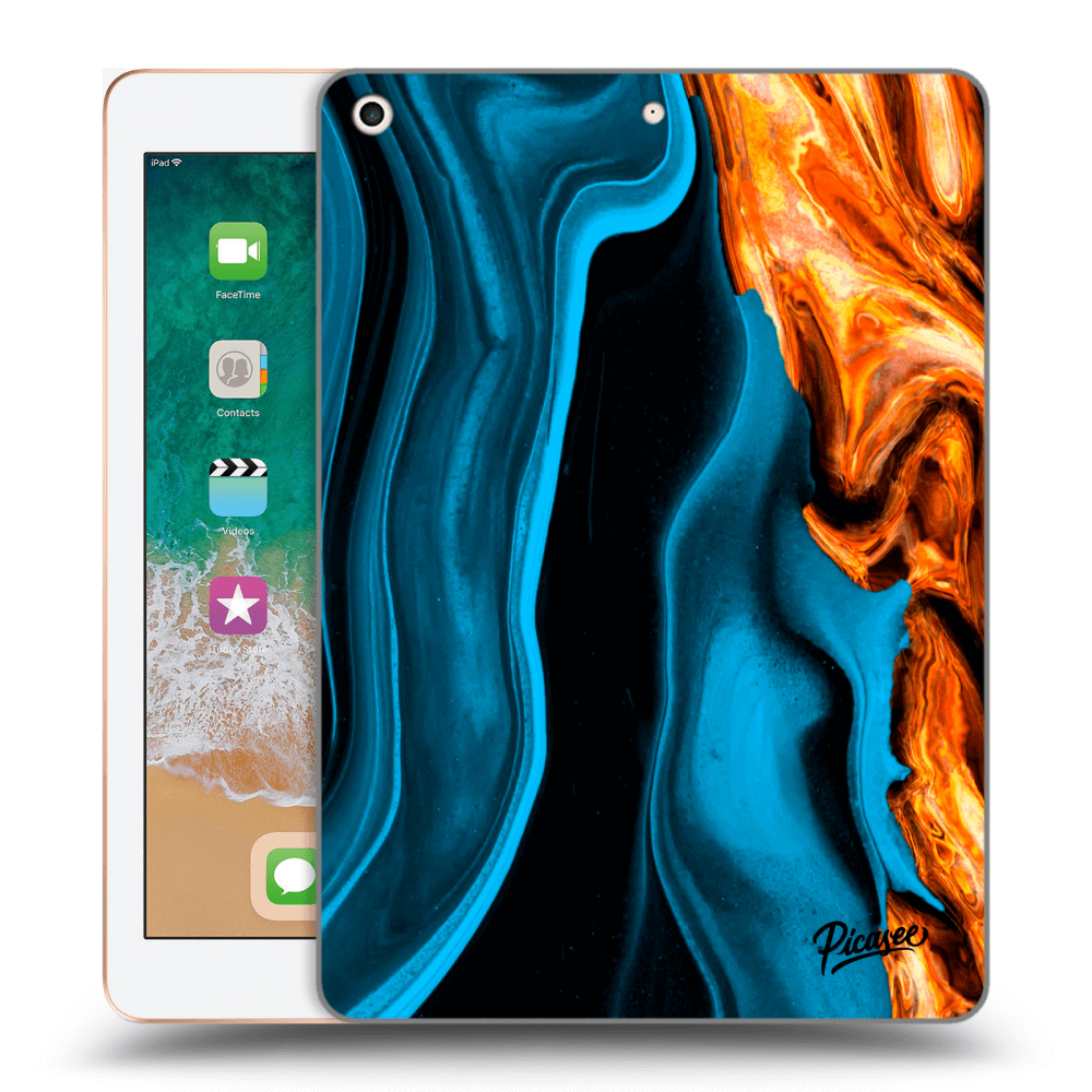 Picasee silikonowe przeźroczyste etui na Apple iPad 9.7" 2018 (6. gen) - Gold blue