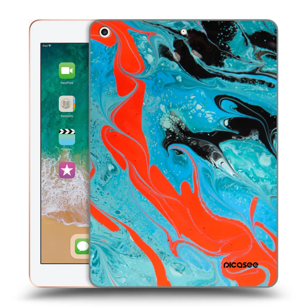 Picasee silikonowe przeźroczyste etui na Apple iPad 9.7" 2018 (6. gen) - Blue Magma