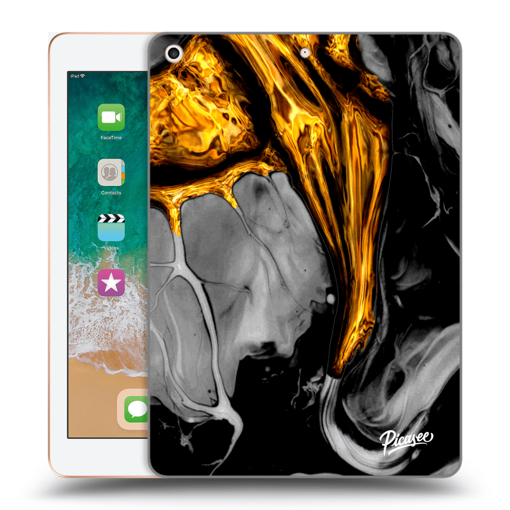 Picasee silikonowe przeźroczyste etui na Apple iPad 9.7" 2018 (6. gen) - Black Gold