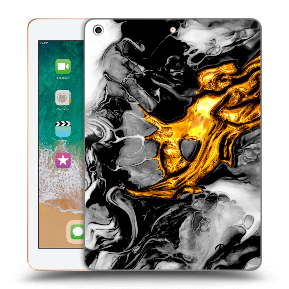 Picasee silikonowe przeźroczyste etui na Apple iPad 9.7" 2018 (6. gen) - Black Gold 2