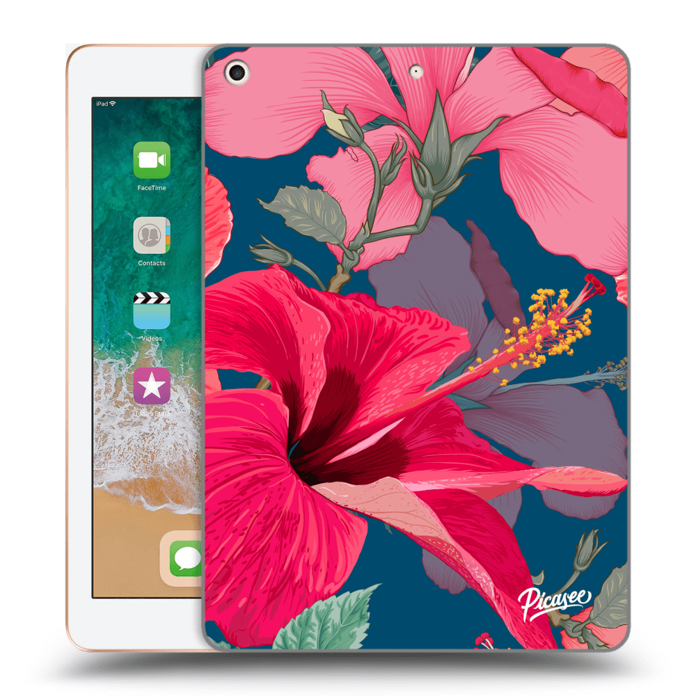 Picasee silikonowe przeźroczyste etui na Apple iPad 9.7" 2018 (6. gen) - Hibiscus