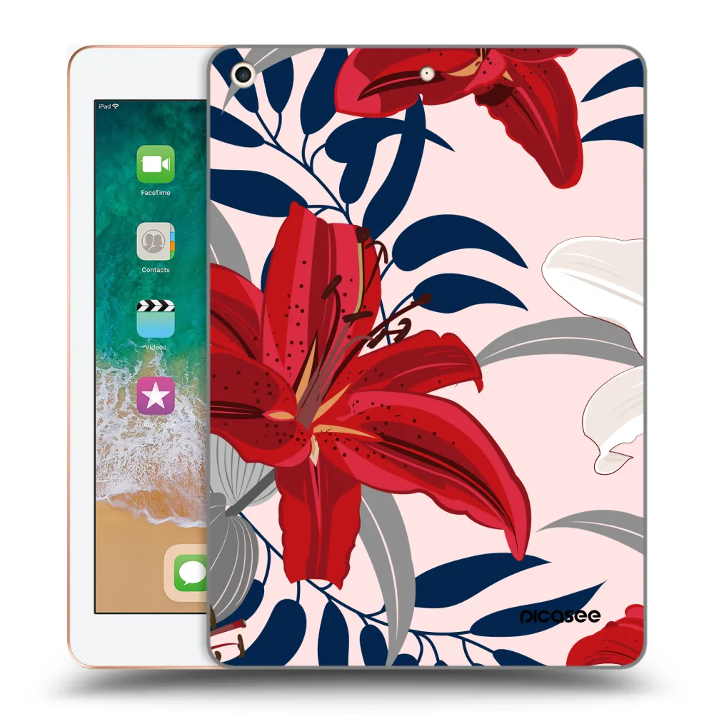Picasee silikonowe przeźroczyste etui na Apple iPad 9.7" 2018 (6. gen) - Red Lily