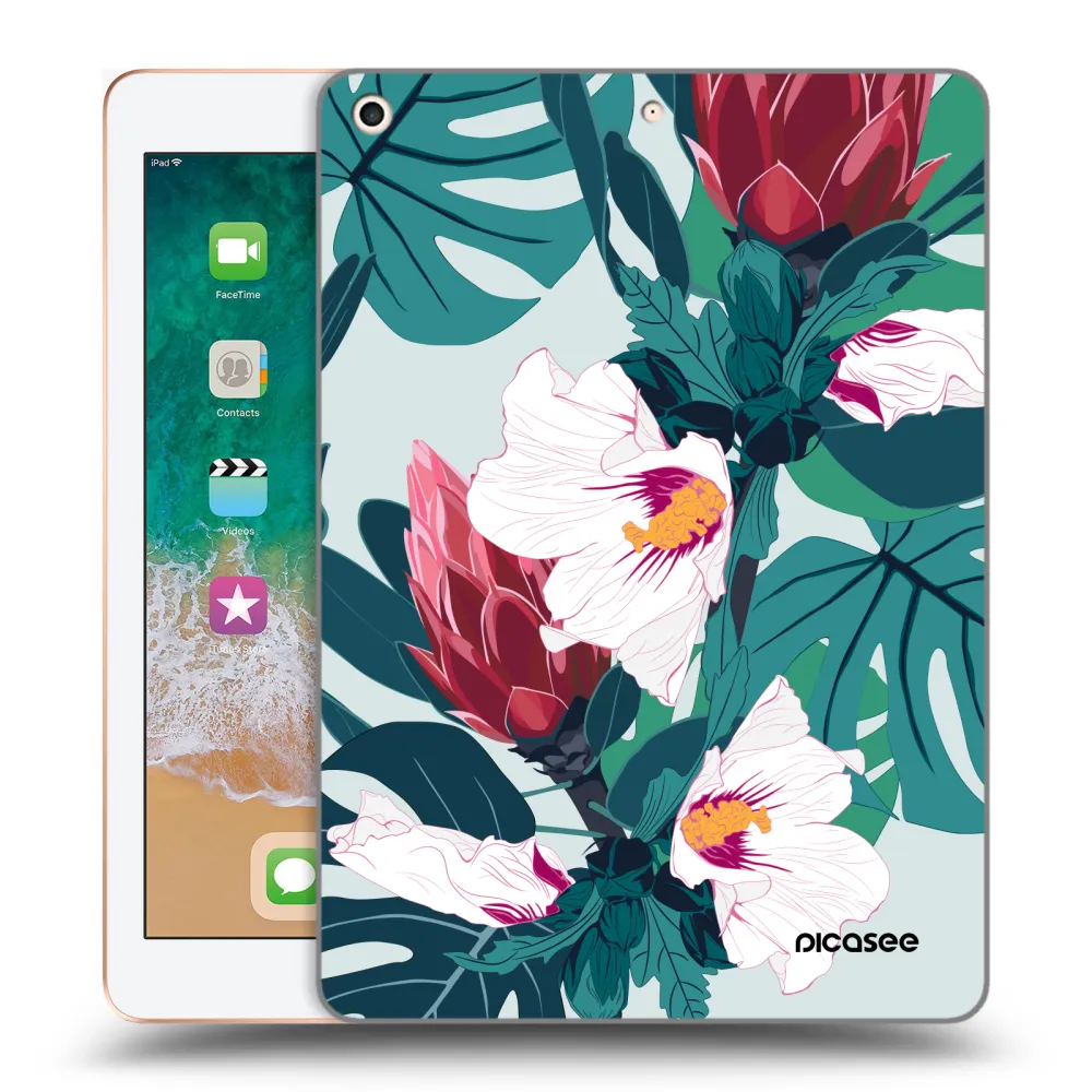 Picasee silikonowe przeźroczyste etui na Apple iPad 9.7" 2018 (6. gen) - Rhododendron