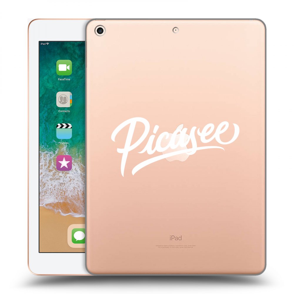 Picasee silikonowe przeźroczyste etui na Apple iPad 9.7" 2018 (6. gen) - Picasee - old logo - white