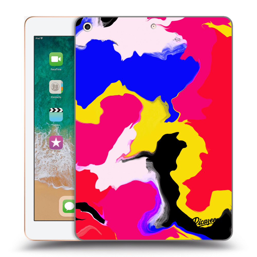 Picasee silikonowe czarne etui na Apple iPad 9.7" 2018 (6. gen) - Watercolor
