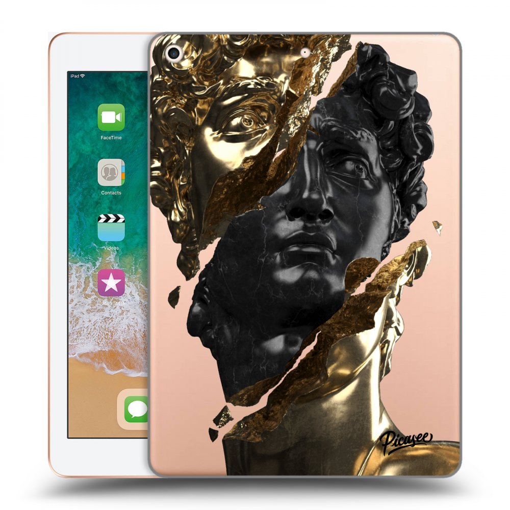 Picasee silikonowe przeźroczyste etui na Apple iPad 9.7" 2018 (6. gen) - Gold - Black
