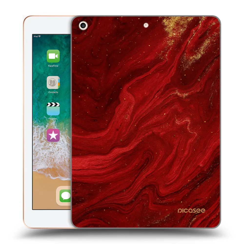 Picasee silikonowe przeźroczyste etui na Apple iPad 9.7" 2018 (6. gen) - Red