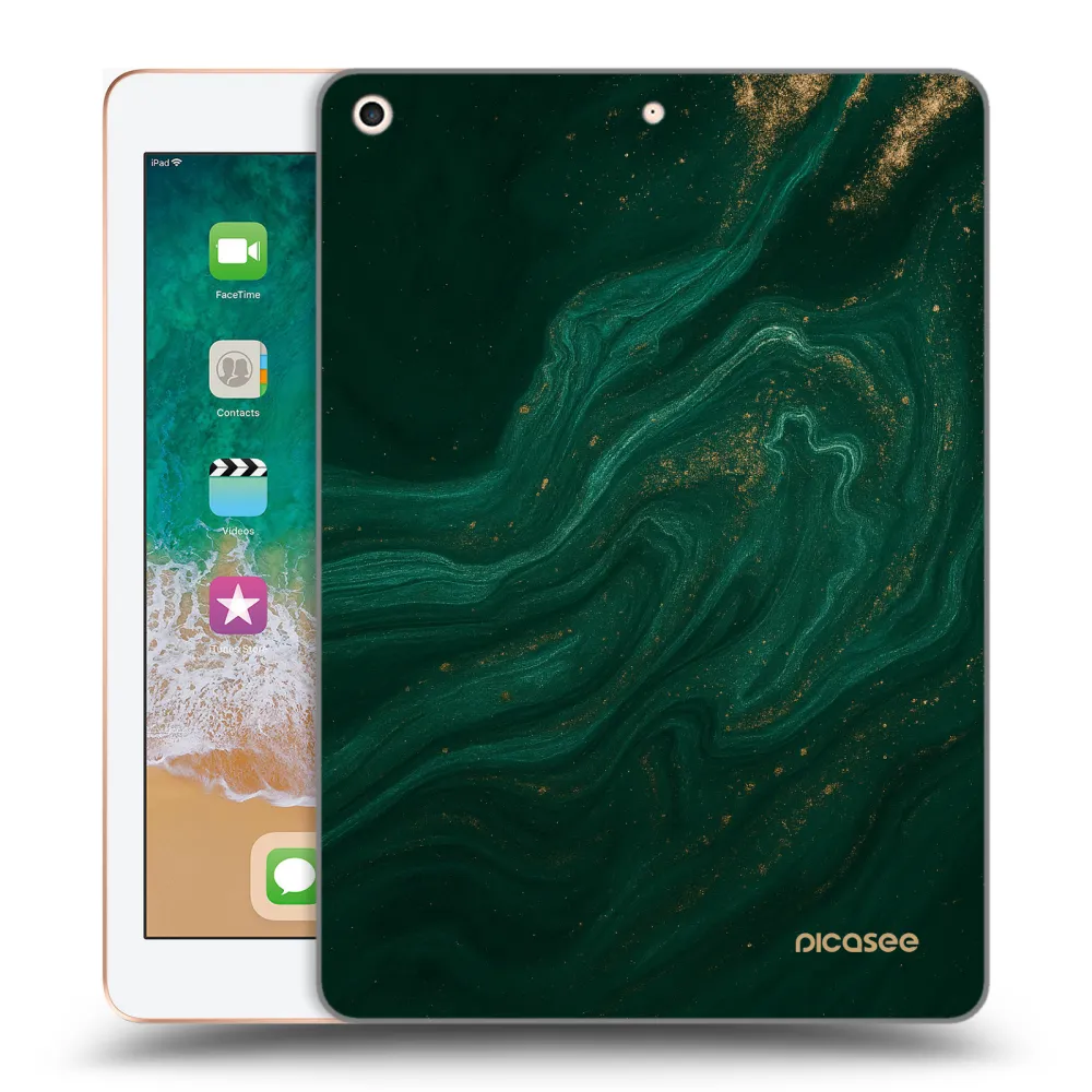 Picasee silikonowe przeźroczyste etui na Apple iPad 9.7" 2018 (6. gen) - Green