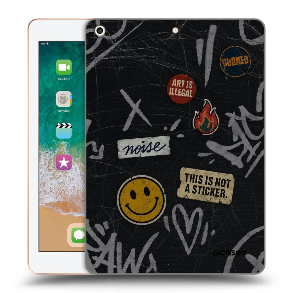 Picasee silikonowe przeźroczyste etui na Apple iPad 9.7" 2018 (6. gen) - STICKERS x TAGS