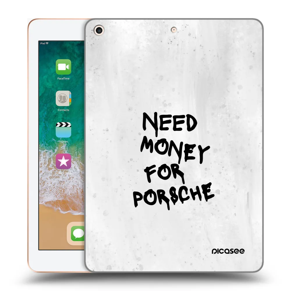 Picasee silikonowe przeźroczyste etui na Apple iPad 9.7" 2018 (6. gen) - White Dollar