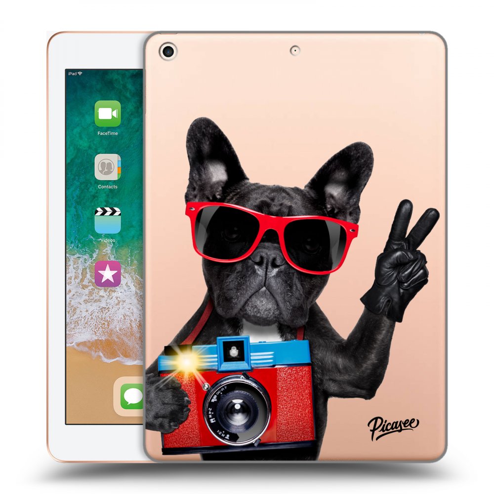 Picasee silikonowe przeźroczyste etui na Apple iPad 9.7" 2018 (6. gen) - French Bulldog