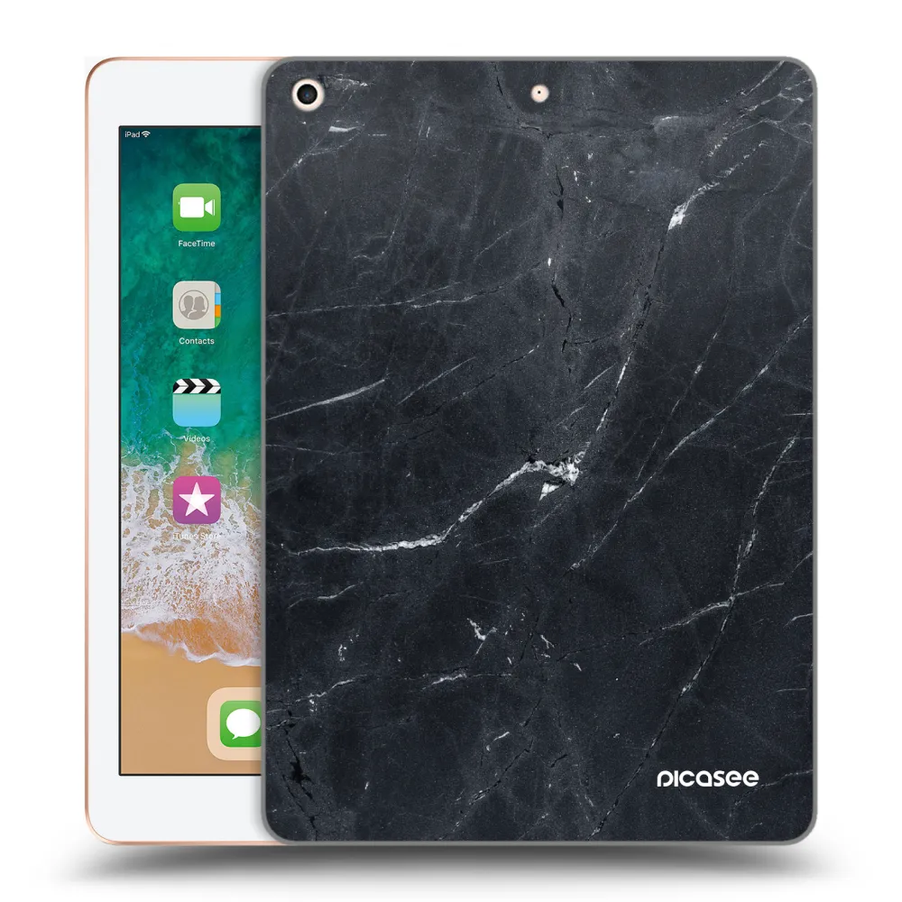 Picasee silikonowe przeźroczyste etui na Apple iPad 9.7" 2018 (6. gen) - Black marble