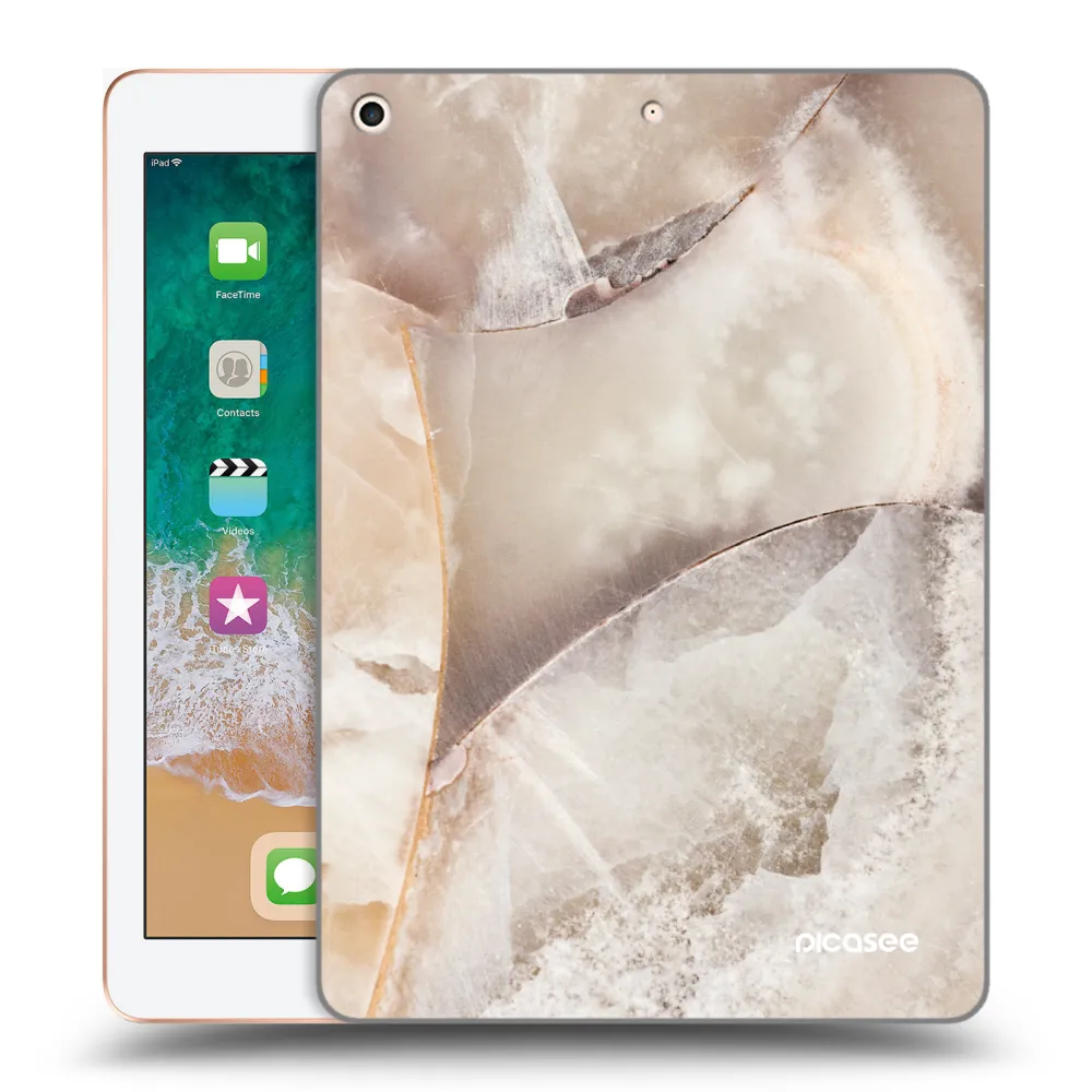 Picasee silikonowe przeźroczyste etui na Apple iPad 9.7" 2018 (6. gen) - Cream marble